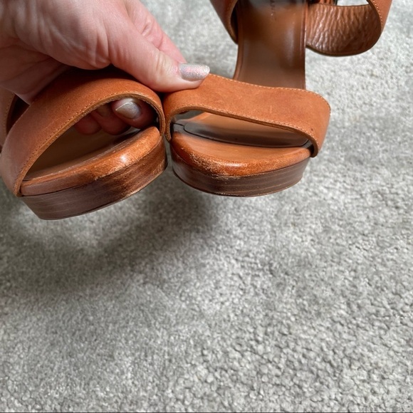 Balenciaga Brown Pointed Wrap Around Strap Heeled Leather Platform Sandals EUC - Picture 10 of 12